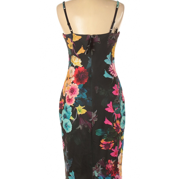 💋 Bebe Satin Floral Midi Dress RARE S Small New with Tag 💋 - Picture 3 of 8